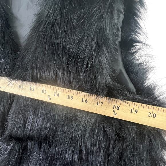 Y2K Daisy Fuentes Black Faux Fur Cropped Vest Size L Mob Wife Jacket Outerwear - Picture 4 of 8